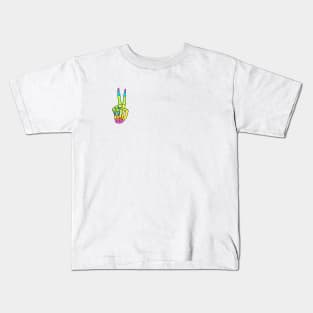 Rainbow Peace Sign Skeleton Hand Kids T-Shirt